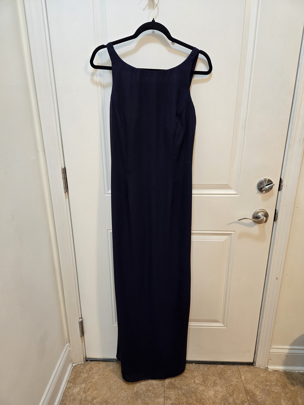 Rhapsody LTD Navy Blue Crepe Georgette Maxi Gown Dress Size 10 • Good